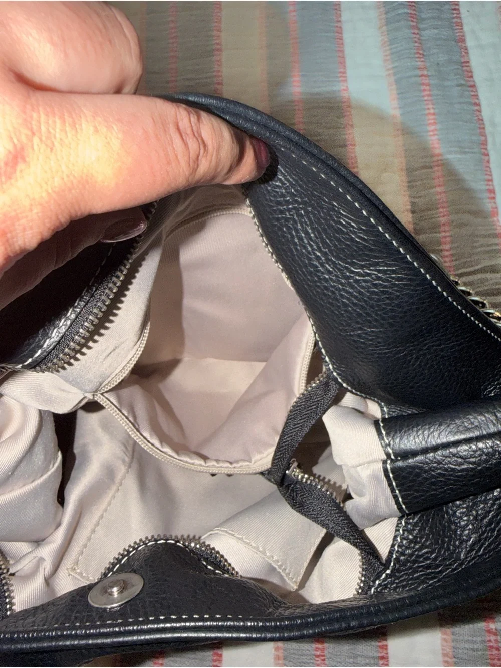 Valentino Black Studded V Tassel Leather Hobo